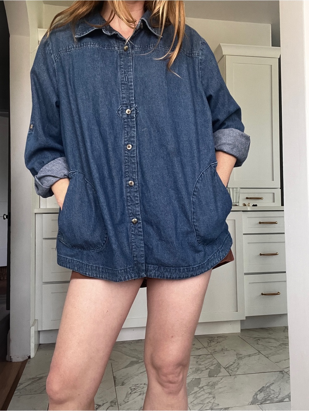 Joan Rivers Medium Blue Denim Button-Front Shirt Jacket - Picture 3 of 6